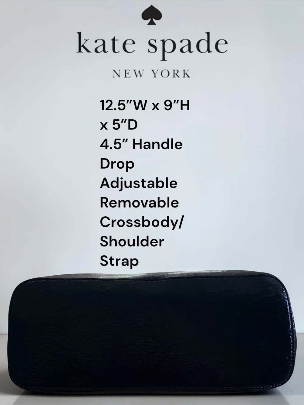 Kate Spade New York Black Patent Leather Satchel Crossbody Bag Zip Top Gold Logo